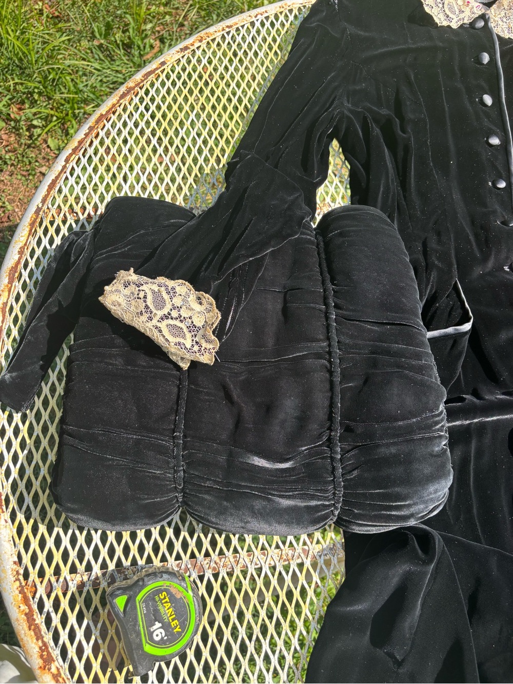 Vintage 40s Carlye Velvet Coat Dress Matching Muff Set Handwarmer S As-Is - Picture 2 of 16